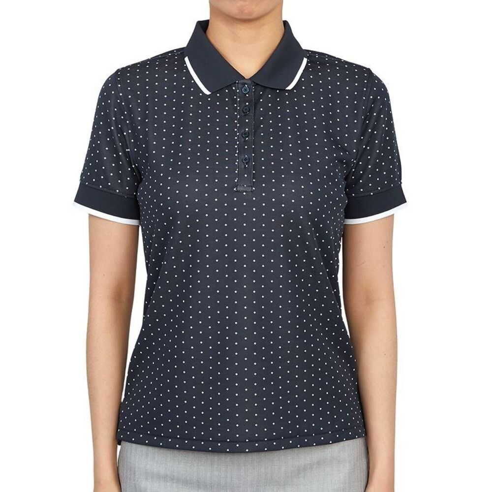 NWT G FORE G4 Twilight Polka Dot Polo Women’s M Blue Golf Pickleball Tennis Top